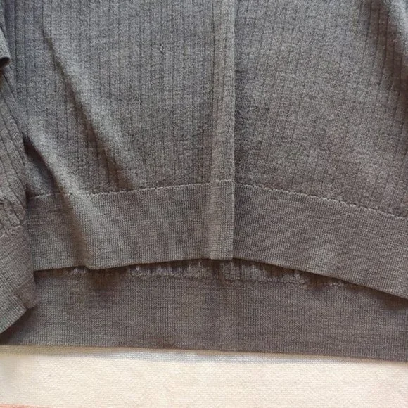 Uniqlo Merino Blend Ribbed V-Neck Sweater Gray - Picture 8 of 11